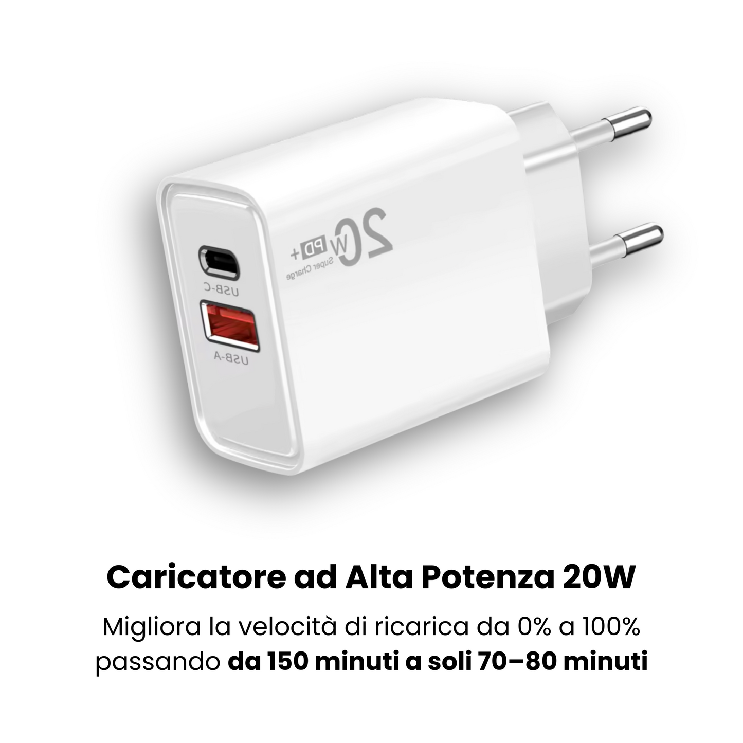 Caricatore ad Alta Potenza 20W – Aumenta la Velocità di Ricarica