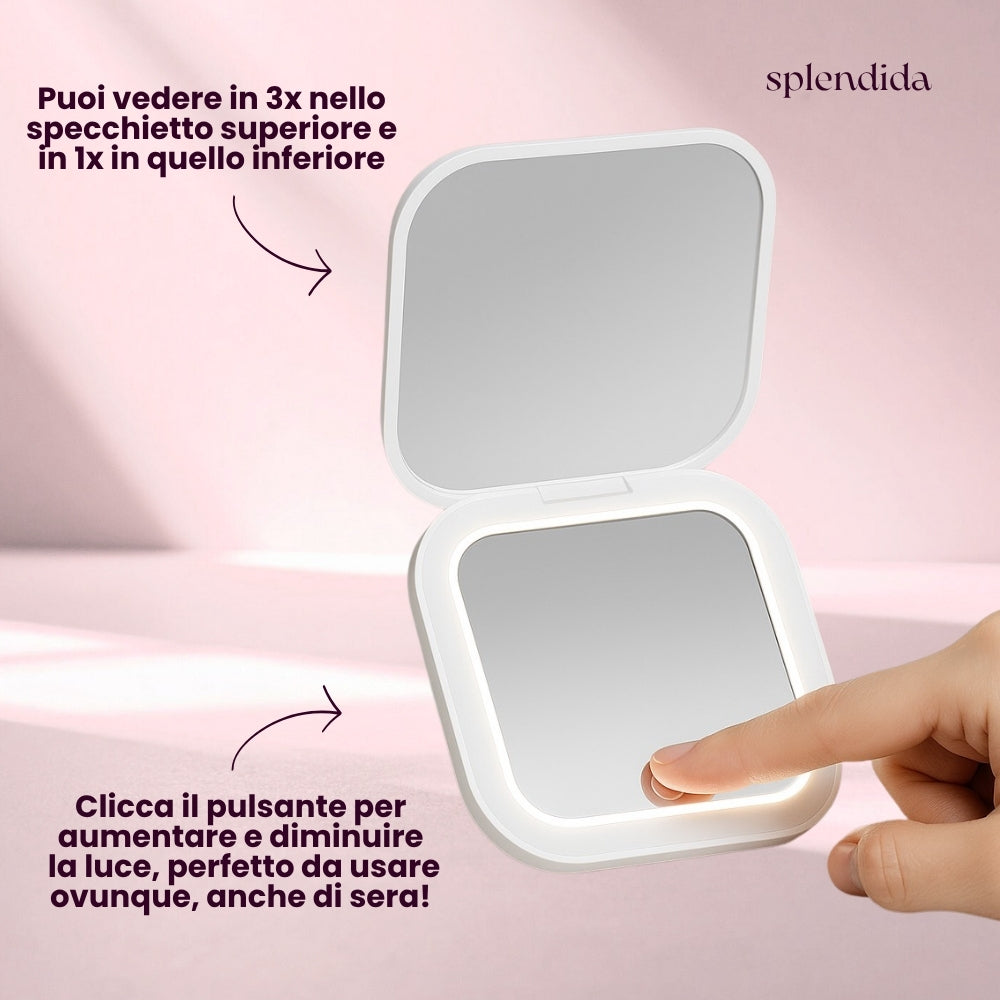 Splendida™ GlowMirror - Specchietto Luminoso Portatile