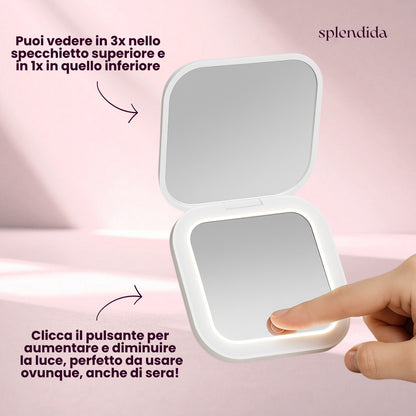 Splendida™ GlowMirror - Specchietto Luminoso Portatile
