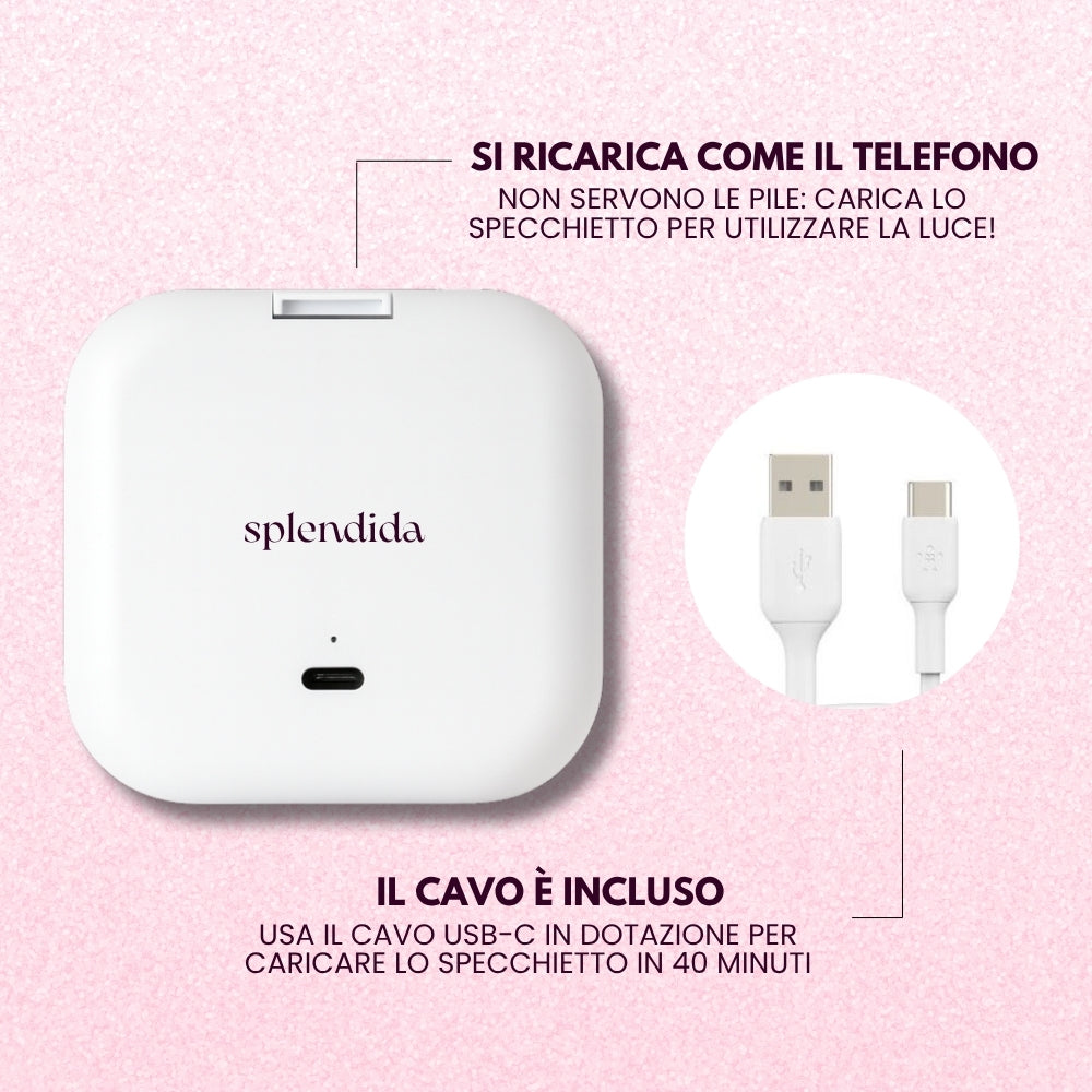 Splendida™ GlowMirror - Specchietto Luminoso Portatile